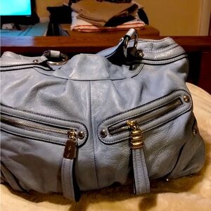 B MAKOWSKY - Women’s Light Blue, Soft Leather Shoulder Bag
